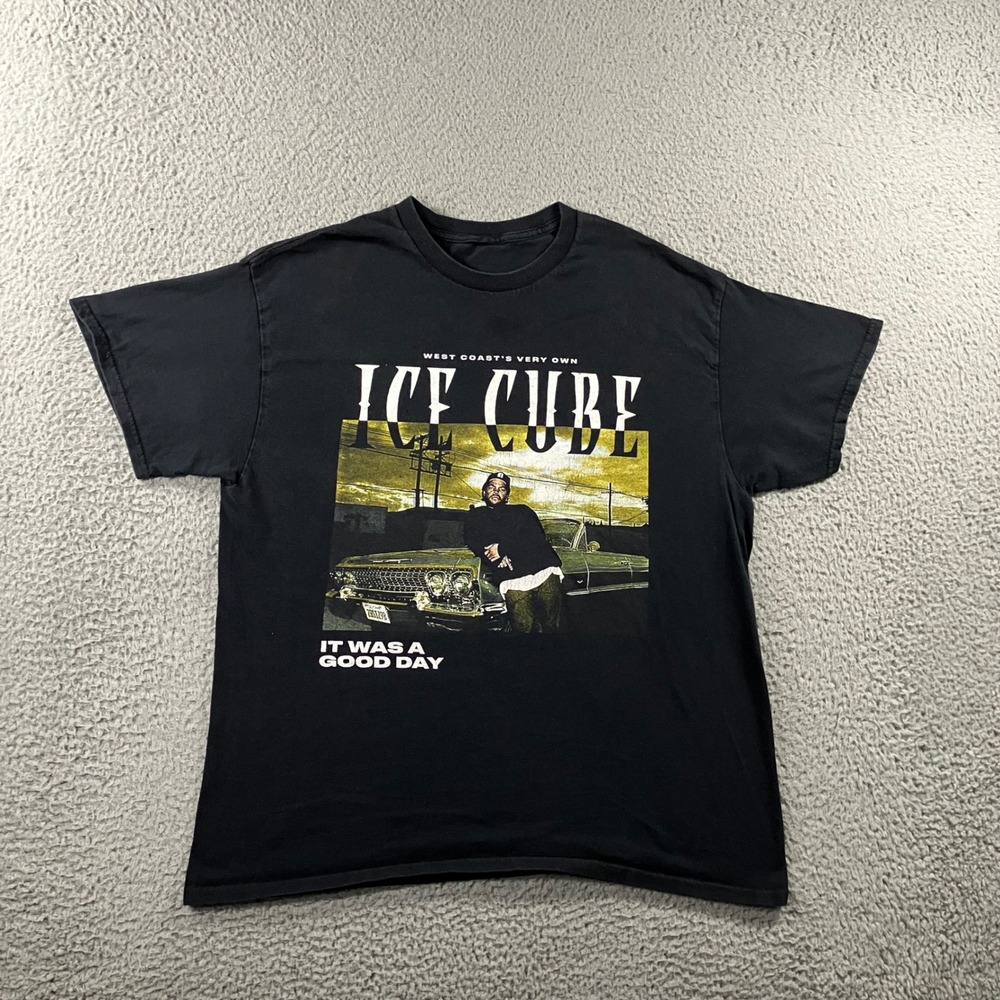 Ice Cube T-Shirt Mens L Black It Was A Good Day Graphic S/S West Coast Street